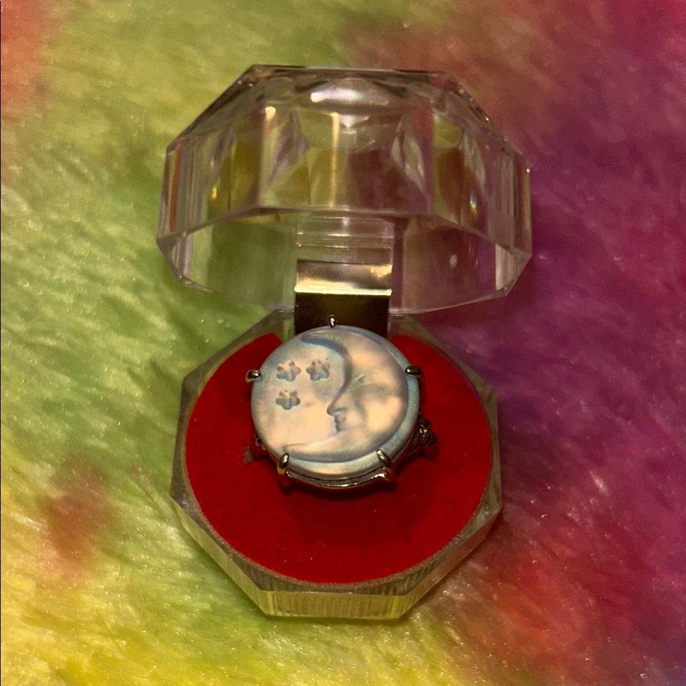 Sterling Silver Moon Face Ring
